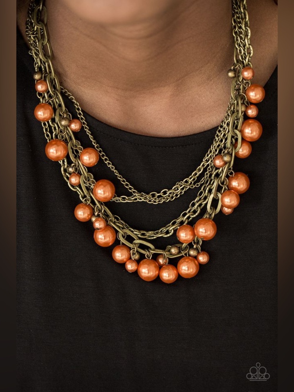 ❤️‍🔥5/$25❤️‍🔥 Shipwrecked Shimmer Orange and Brass Necklace